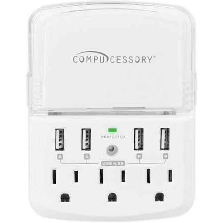 Compucessory Compucessory Wall Charger Surge Protector, 4 x USB, 540 J 25667